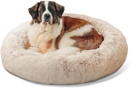 Best Friends by Sheri The Original Calming Donut - Katt- och hundbädd - Kan maskintvättas - Fuskpäls - Avtagbart fodral med dragkedja - taupe - 114 x 114 cm - XL