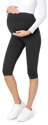 Be Mammy Dams 3/4 Moderskap Leggings Tights BE20-229(Svarta Prickar, S)