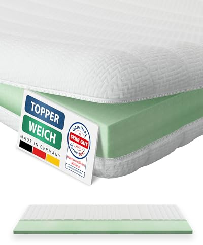 AM Qualitätsmatratzen Topper 80x190cm weich - Made in Germany - Oeko TEX zertifizierter Matratzen Topper 80x190 H2 - Anpassungsfähige & Weiche Matratzenauflage 80x190 mit waschbarem Bezug