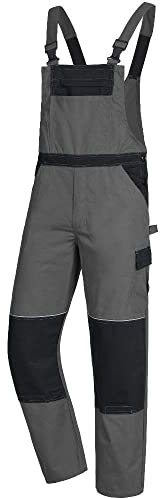 Nitras Motion Tex Light 7522 Latzhose - Hose mit Latz für die Arbeit - 35% Baumwolle - Grau - 46