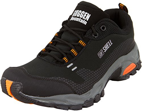 GUGGEN Mountain, vandringsskor, vandringsskor, vandringsskor, utomhusskor, förbättrad vattentät version T001v2019 med membran och softshell, Svart orange, 40 EU