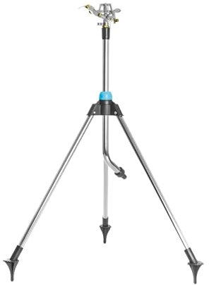 Cellfast Irrigatore Ad Impulsi da Giardino Spruzzatore per Prati Treppiede Regolabile con Flusso d'Acqua Controllabile per Prato Fiori Piante Regolazione A Gradini Range cellPRO