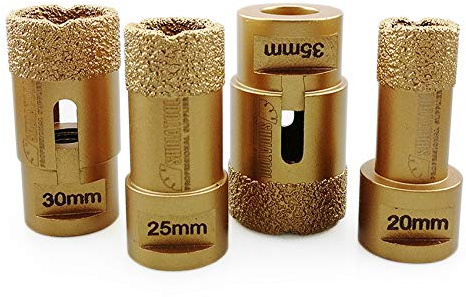 SHDIATOOL 4pcs Diamond Drill Core Bits Set Diameter 20 25 30 35mm for Porcelain Tile Granite