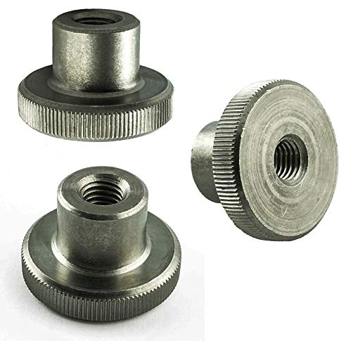 AGBERG - Dadi zigrinati M6 (10 pezzi) di forma alta – Acciaio inox VA A1 V1A – Dadi zigrinati antiruggine – con cintura – Dadi per pollice – DIN 466 | AGBERG