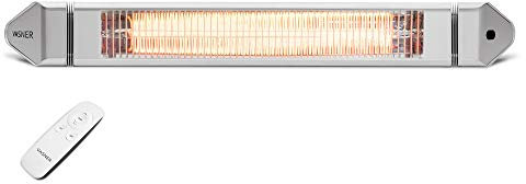 VASNER Teras 25 - riscaldatore radiante infrarosso elettrico, 2500 W & 4 livelli di riscaldamento, per interni & esterni, incl. Telecomando, metallo (Argento)