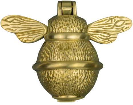 Heurtoir de porte en forme d'abeille pour porte d'entrée | Laiton massif poli | Heurtoir en laiton avec gâche | UPVC | (Heurtoir de porte en laiton satiné)