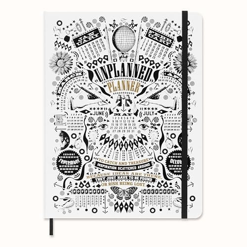 Moleskine x Lorenzo Petrantoni, Unplanned Planner con Scatola da Collezione, Agenda Settimanale con Copertina Rigida e Chiusura Elastica in Edizione Limitata, Formato Extra Large 19x26 cm