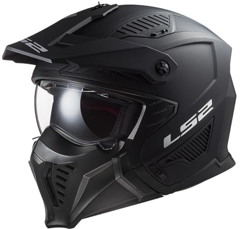 LS2 Motorcycle Helmet OF606 DRIFTER MATT BLACK - Open Faced With Removable Mask - Medium (57-58cm)