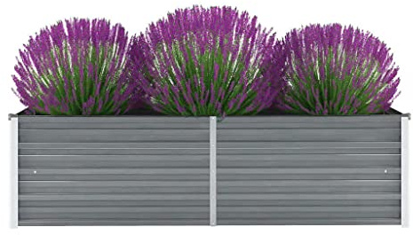 WIFESE Lit SuréLevé De Jardin Acier Galvanisé 160x40x45 Cm Gris Jardinieres Exterieur Jardiniere Bois Jardiniere Balcon Carré Potager Bacs ã Fleurs Rectangulaire