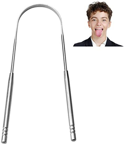Gratte-langue pour adultes – Gratte-langue en acier inoxydable – Gratte-langue – Brosse à langue saine – Bonne prise en main – Réduit la mauvaise haleine et maintient la bouche