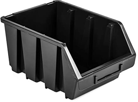 botle 50 Stk Sortierboxen Lagerboxen Stapelbox Werkstatt-Stapelkisten Sichtlagerkasten Box Schwarz 24x17x12,5cm Sortierkasten Kunststoffboxen