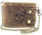ayados Geldbörse Skull Motiv Herren Echt Leder Portemonnaie mit Hosenkette Geld-börse Portmonee Vintage Wallet Totenkopf (Skull Geldbörse mit Kette Braun :104(D/L))