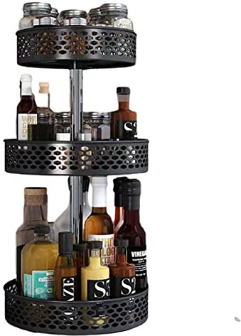Skeadex Drehbar Gewürzregal 360° Drehteller Organizer Drehbarer Gewürzregal Ecke Stehend Gewürzregal Küchen Organizer Gewürzregal Drehbar Drehteller Schrank Organizer küche Drehbar Tablett (3 Tier)