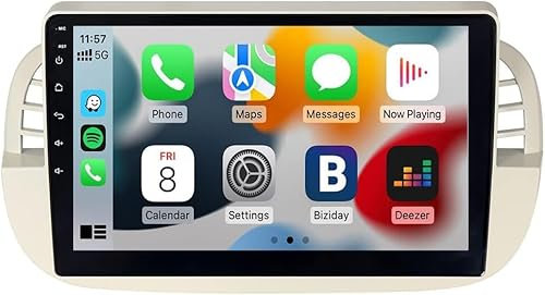 2GB RAM 64GB ROM Android 14 Autoradio Navigatore per Fiat 500 500C Abarth 2007-2015 9 Pollici Car Tablet Stereo con Navigazione GPS Wireless Carplay Android Auto Touch Screen Wifi Bluetooth Radio