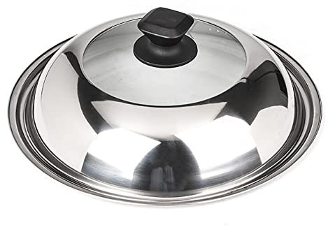 Bratpfannendeckel, runder Knopf-Kochtopfdeckel aus Edelstahl, sichtbare Kochtopfabdeckung aus gehärtetem Glas, Topfdeckel (38 cm)