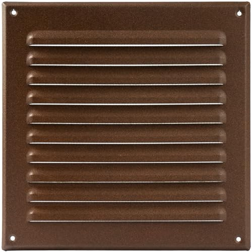 Vent Systems Cubierta de ventilación de metal marrón de 200 x 200 mm (apertura del conducto), cubierta de ventilación cuadrada duradera con pantalla de malla, rejilla de ventilación de registro