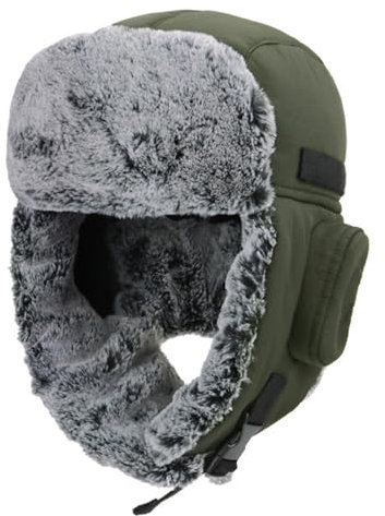 BESTORI Fliegermütze für Damen Herren Warm Trappermütze Plüsch Wintermütze mit Ohrenklappen Grün