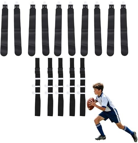 HERCHR 5 Sets Adjustable Flag Football Belts, Each Flag Football Belt with Adjustable D Ring and 2 Flags, Universal Football Belts Race Sports Gaming Waist Flag for Youth & Adults