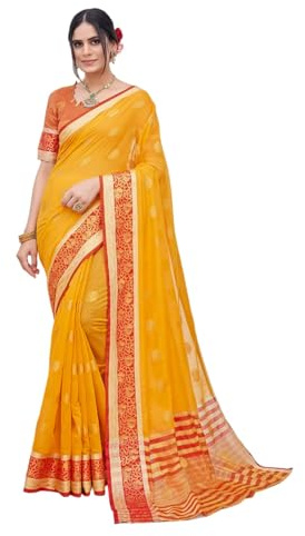 KULIA® Sari indien avec chemisier non cousu vêtements pour femmes tenues de soirée ethniques robe traditionnelle collection mariée accessoires de mode design tissu en coton vêtements