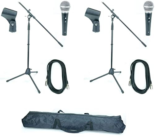 2 x PACCS HMKSBK Mikrofon Set: Mikrofonstativ Mikrofonständer + Gesangsmikrofon + 5m Kabel incl. Tasche