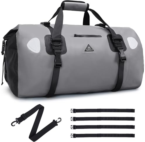 Wasserdichter Rucksack Dry Bag | wasserdichte Reisetasche Rucksack | Roll Top Seesack Wasserdicht für Camping, Motorrad Wasserfeste Tasche, wasserdichte Bootfahren, Kajakfahren, SUP, Grey, 70L