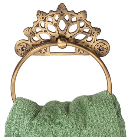 Victorian Towel Ring | Solid Brass | Antique 6 inches | Hand Towel Hanger | Round Towel Holder for Bathroom, Toilet,Kitchen Accessories Handmade | Wall Mounted | Napkin Holder