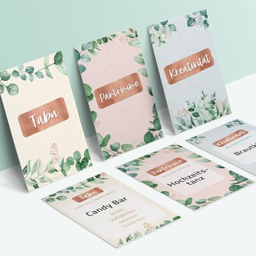 JGA Spiel für Frauen – Junggesellinnenabschied Activity (Tabu, Kreativität und Pantomime) für zuhause oder unterwegs. Niveauvoll feiern und kennenlernen (50 Karten, DIN A7, Made in Germany)