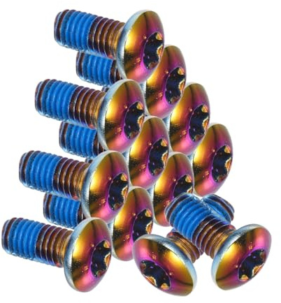 KOMBIUDA 12pcs Screws for Mountain Bike Brake Pad Fixing Titanium Steel Bike Screws Box Seven Colors