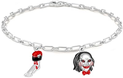 GNOCE Horror Billy the Puppet Severed Leg Chain Bracelet Adjustable Charm Bracelet Saw Pendant Dangle Charm Bracelet Jewellery Gifs for Women