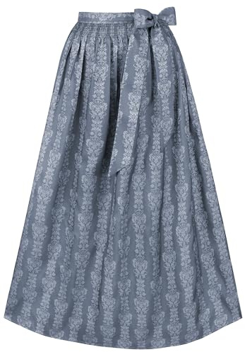 Stockerpoint Dirndlförkläde aline 96 cm längd av jacquard, Rökig blå, 40-44