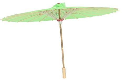 LIFKOME Silk Oilpaper Umbrella Classical Flower Dancing Performance Prop Large Diameter 82cm Reinforced Green Traditional Chinese Parasol for Stage and Party Decoration Random Style