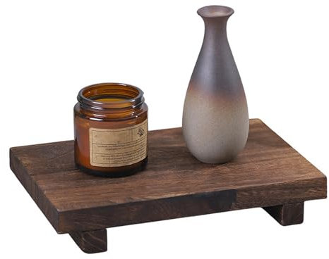 CaiYuanGJ Träbricka med fot, tvålhållare, hemtillbehör, kosmetika, parfym och lotion, mörkbrun, 23 x 15 x 4 cm/9 x 5,9 x 1,6 tum, retrostil, 100 % trä