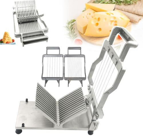pedenencelia Cheese Slicer Cutter,Slices 1cm&2cm, Stainless Steel Wire Cheese Cutter, Butter Cutting Board Machine, Movable Blade, For Cheese, Butter, Kitchen Cooking
