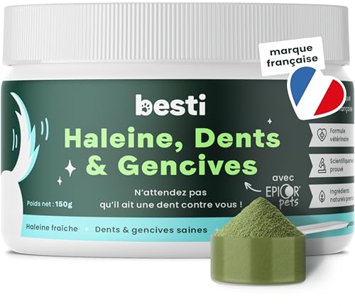 BESTI Haleine, Dents & Gencives Chien - Poudre Haleine Fraîche, Anti-Tartre