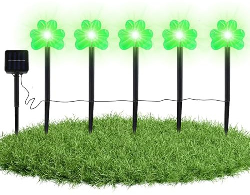 Luci da giardino a di trifoglio, per il giorno di San Patrizio, (34 x 11 x 11 cm) luce irlandese portafortuna per , decorazione a trifoglio, decorazioni di San Patrizio per prato e