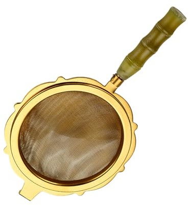 Fine Mesh Tea Strainer - Brass Tea Filters with Handle | Tea Filters with Handle,Food Sifters, Food Strainer for Straining Cocktail, Juice and Sifting Flour, Powdered Sugar