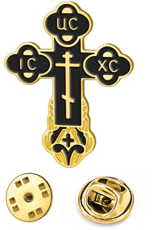 TEAMER Kreuz-Brosche, Anstecknadeln, russisch-orthodoxes Kruzifix, östliche Kirche, religiös, christliches Gebet, Schmuck für Männer und Frauen