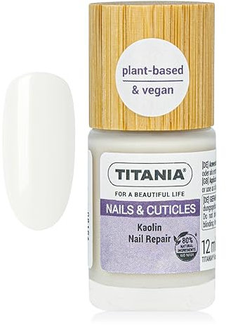 TITANIA® Kaolin Nail Repair - Nagelstärkender Nagellack mit Kaolin gleicht kleinere Unebenheiten aus, für weiche & brüchige Nägel, seidiges Finish, Unterlack & Pflege, Vegan, dermatologisch getestet