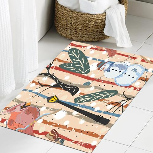 JHAOUNUK Weich Badezimmerteppich 40x60cm,Niedlicher Rahmen mit goldenen Lichtern und Sternen auf dezentem Hinter,rutschfest waschbar Badematte Flauschige Badteppich Saugfähig Badvorleger Duschvorleger