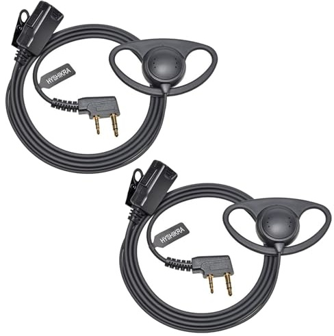 HYSHIKRA Walkie Talkie Earpiece with mic, 2 Pin Headset with PTT | Compatible with Kenwood eSnic Retevis Baofeng UV-5R Radio Ear Piece for Security Bodyguard