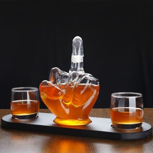 Decanter Whisky, Set Di Decanter Per Whisky A Forma Di Dito Medio, Statuette – 1000 Ml, Ornamenti Per Bottiglie Di Vino In Vetro Con 2 Bicchierini E Supporto, Fiaschetta Per Liquori