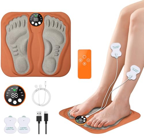 EMS Fußmassagegerät, Elektrisches Massagegerät, tragbares wiederaufladbares Physiotherapie-Instrument, 8 Modi und 29 Intensitäten, für die Durchblutung, Linderung von Muskelschmerzen (C)