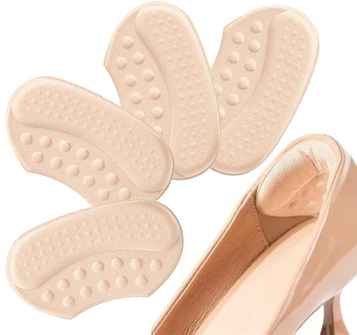 4 Pcs Anti Slip Heel Pad,Self Adhesive Heel Protectors,Anti Slip Heel Grips,Thick Liners Fillers for Half Size Too Big or Loose Shoes,Heel Cushion Inserts,Prevent Heel Slip Out,Rubbing and Blisters