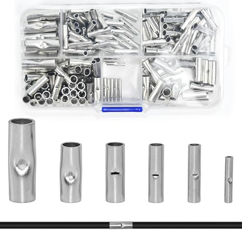 Zuxbolf 200 Pièces Embouts de Câble Non Isolés, Connecteurs Bout à Bout de Câble BN0.75/1.25/2/3.5/5.5/8, Embouts de Fil Cosses Electriques a Sertir pour Projets Electrique pour Projets D'électrique