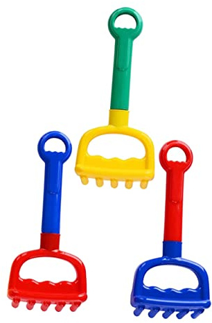 FRCOLOR 3 Piezas Juguetes de Rastrillo para Arena Colores Brillantes para Playa y Parque Diseño y Portátil Desarrollar Habilidades Manuales y Creatividad al Aire