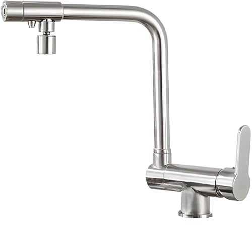 HomeLava Vorfenster Küchenarmatur 3-in-1, Klappbar Wasserhahn Küche mit 2 Strahlarten und Trinkwasser, 360° Drehbar Mischbatterie Hochdruck Armatur für Küche & Wohnwagen Messing, Gebürstetes Nickel
