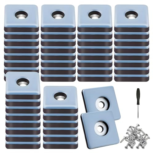 36 Stück Teflongleiter zum Schrauben - 25 mm Teflongleiter Selbstklebend mit 36 Stück Edelstahlschrauben und Einen Schraubendreher, Bodengleiter-Set Effektiver Schutz Ihrer Möbel Stühle Böden