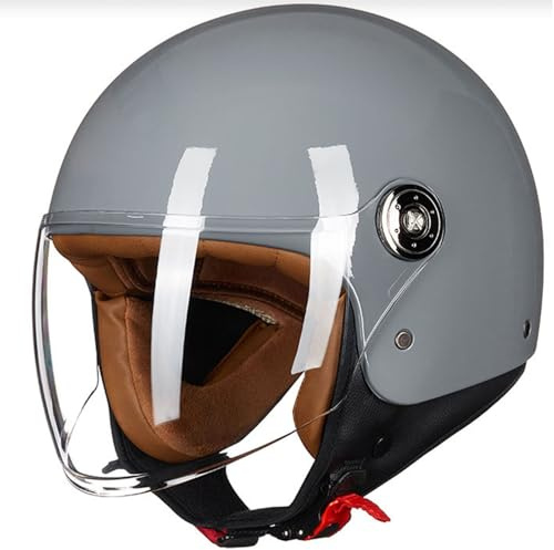 Casco Jet Moto Comodo Con Fodera Traspirante, Fibbia Rapida, Casco Da Moto Aperto Caschi A Scodella, Ece Omologato Casco Scooter, Per Adulto Uomini E Donne B, L(57-58cm)