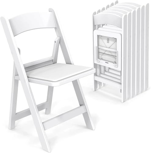 YGLEEULI Sedie Pieghevoli in Resina, Sedia Pieghevole in Plastica, Perfette for Feste, Eventi, Interni ed Esterni, Bianco, 8 PC Sedia per visitatori