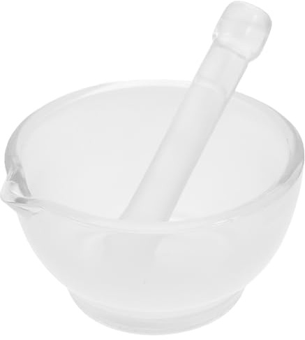 Toyvian Mortero de Vidrio con Mano de Vidrio Resistente al Calor Diseño Antideslizante y Compacto para Triturar Especias Pastillas y Uso Cocina o Laboratorio